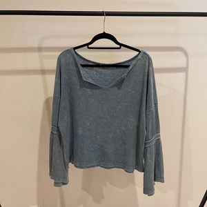 Blue long sleeve Henley type shirt